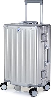 Verage Luxe Defender Premium Aluminium Body Cabin Size Luggage with Zipperless Frame Closure & Dual TSA Approved Clasp Locks - Spinner Trolley Bag for Travel (Silver)