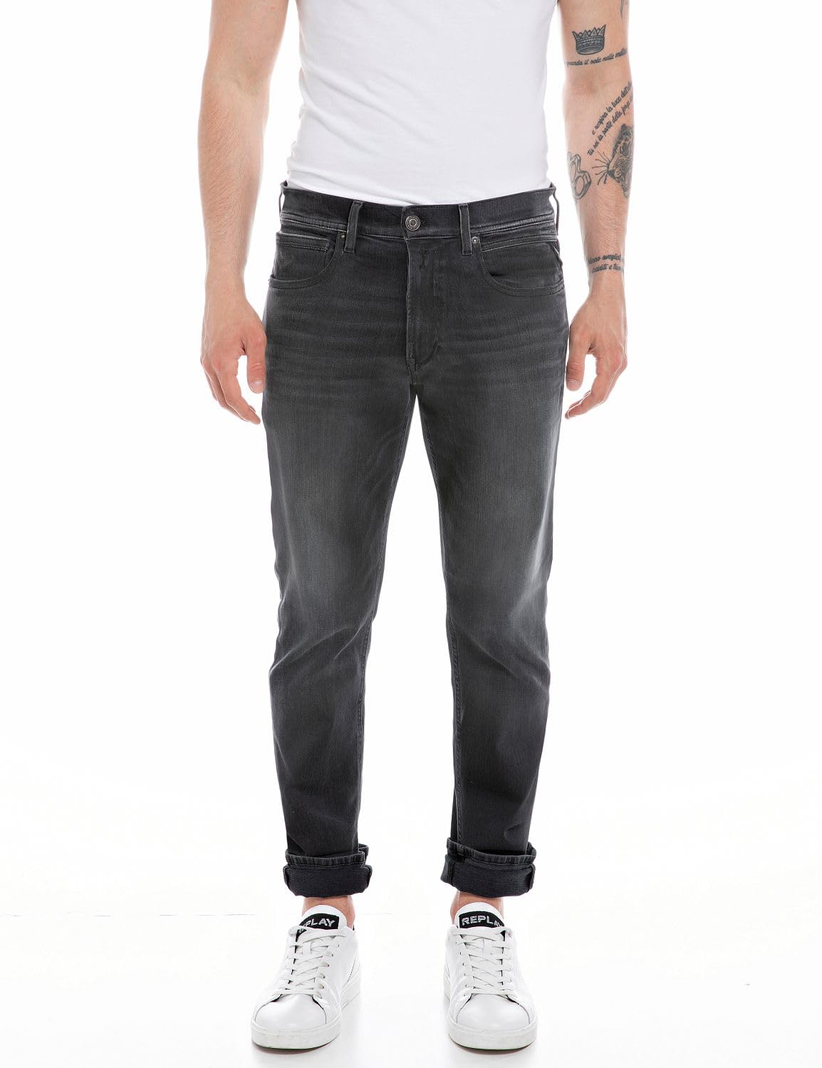Replay Herren Jeans Grover Straight-Fit Bio, Black 098-1 (Schwarz), 28W / 32L
