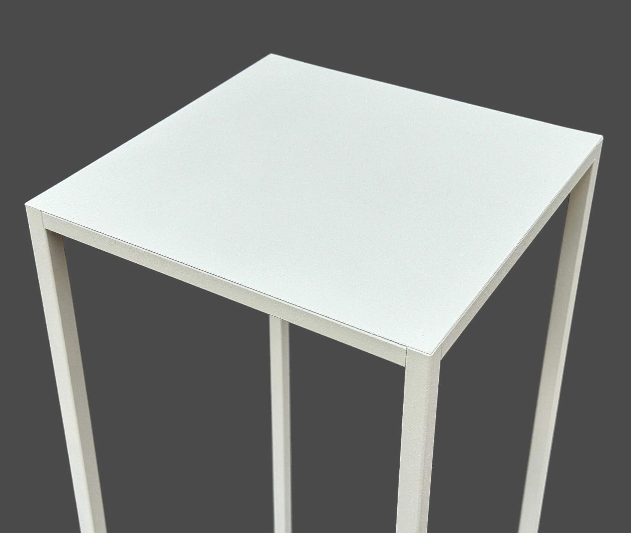 DanDiBo 96569 Tabouret à fleurs carré en métal blanc 100 cm Table d'appoint colonne de fleurs Support pour plantes moderne
