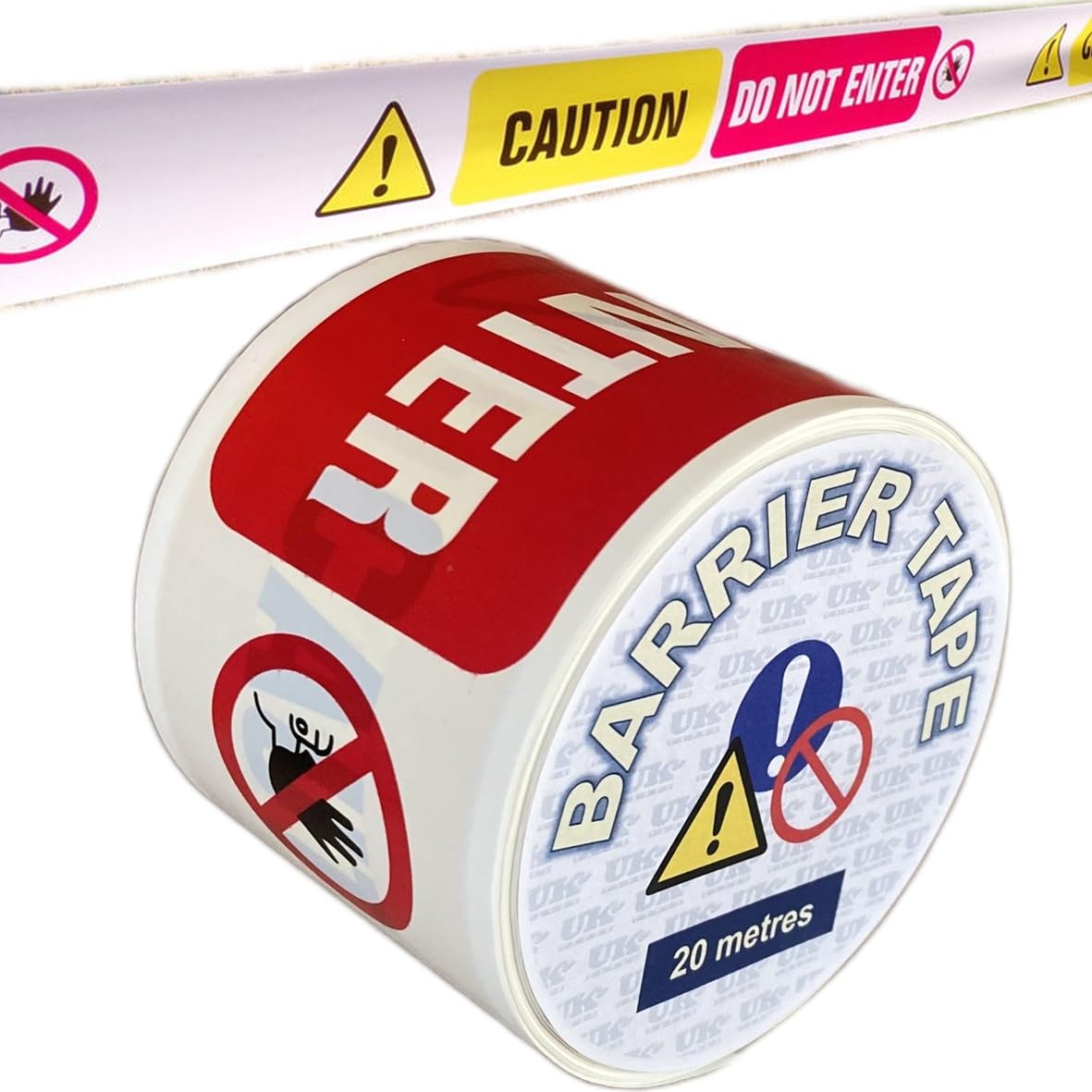 Uk Tapes Multicoloured On White Caution Do Not Enter Barrier Tape - Hazard Warning Cordon Tape Made From Non-Adhesive Plastic (75Mm X 20M)