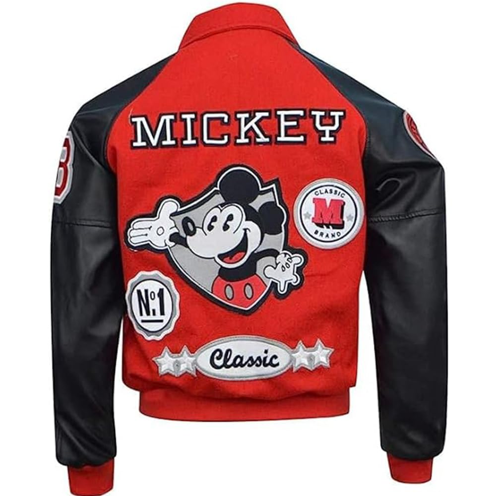 Seacaid OfficialMJ Mickey Red Wool Varsity Jacket - Red & Black Varsity Jacket For Men