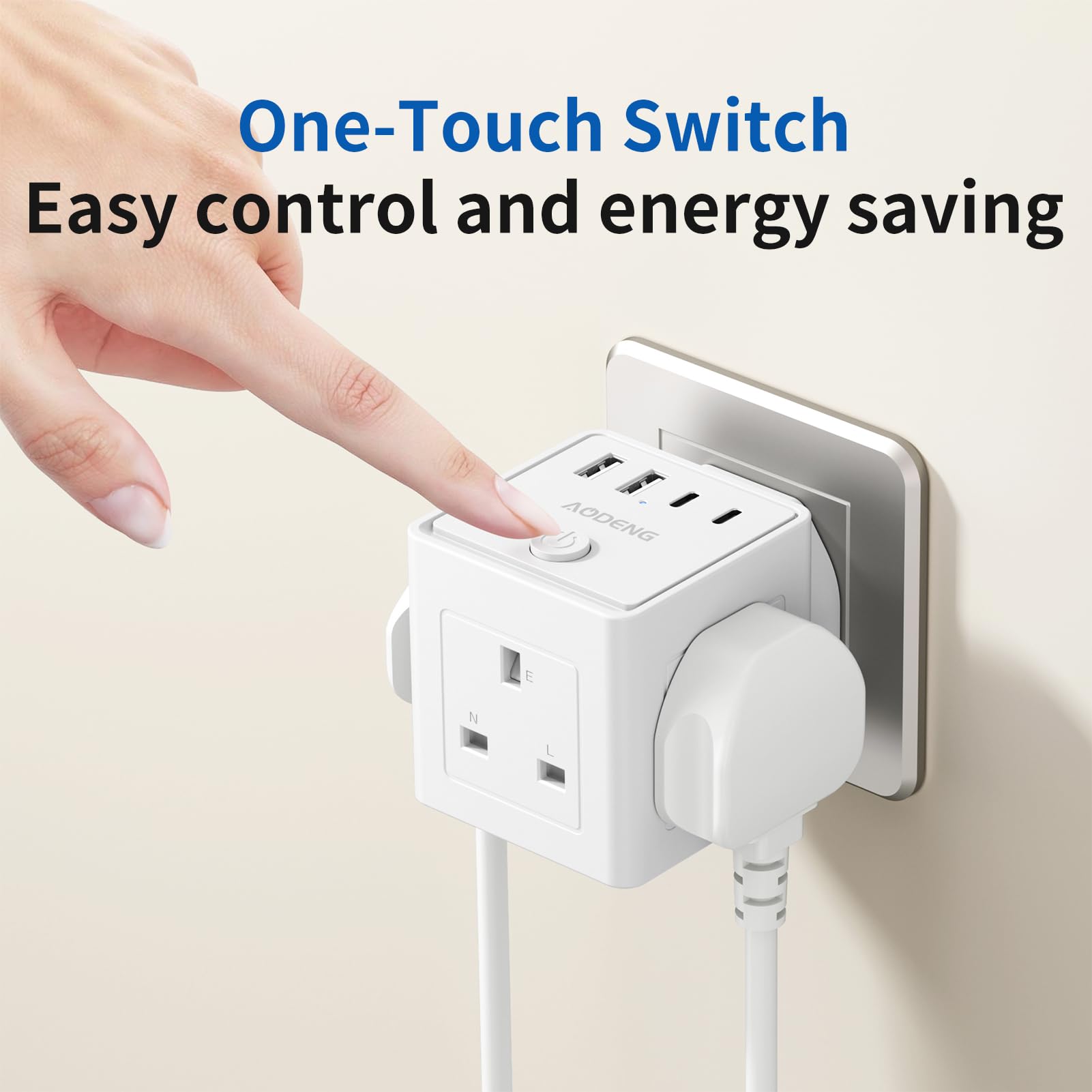 Plug Extension Socket with 4 USB, 3 Way (13A/3250W) Multi Plug Adapter UK, USB Wall Plug Charger, 3 Pin Plug Expander for Home, Office — view 5