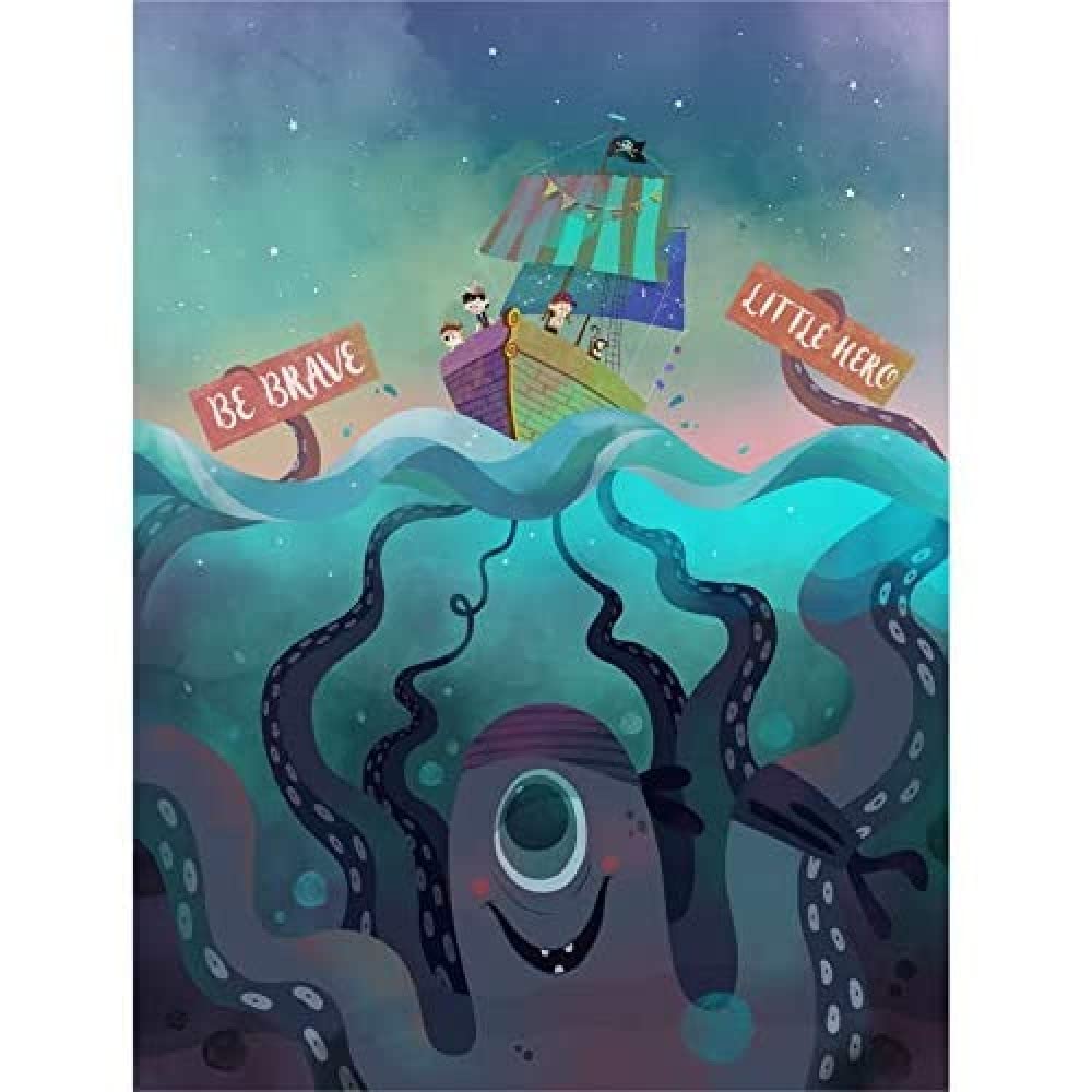 Wee Blue Coo Pirates Octopus Be Brave Wall Art Print