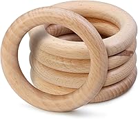 Vista 26 de FoDau770 5 anillos de madera de haya natural, anillos de madera maciza sin terminar, círculos de madera resistente, círculos de macramé