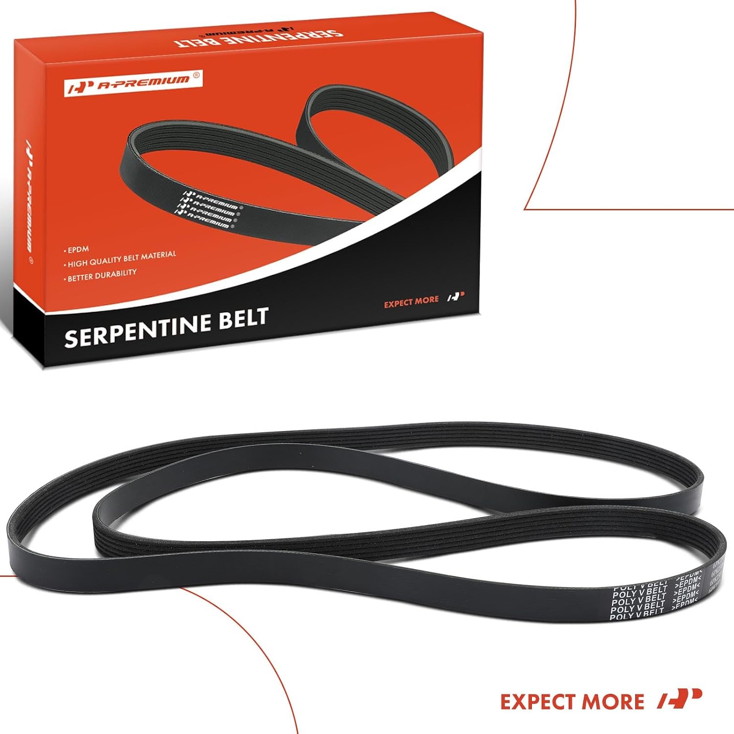 A-Premium 90.71 In Serpentine Belt For Toyota, Mazda, Ford, Lincoln, Chevrolet, GMC, Isuzu, Mercury & Saab Cars - Tundra 2000-2006, 6, Crown Victoria, Grand Marquis, Town Car, Astro, G10, G20 & More