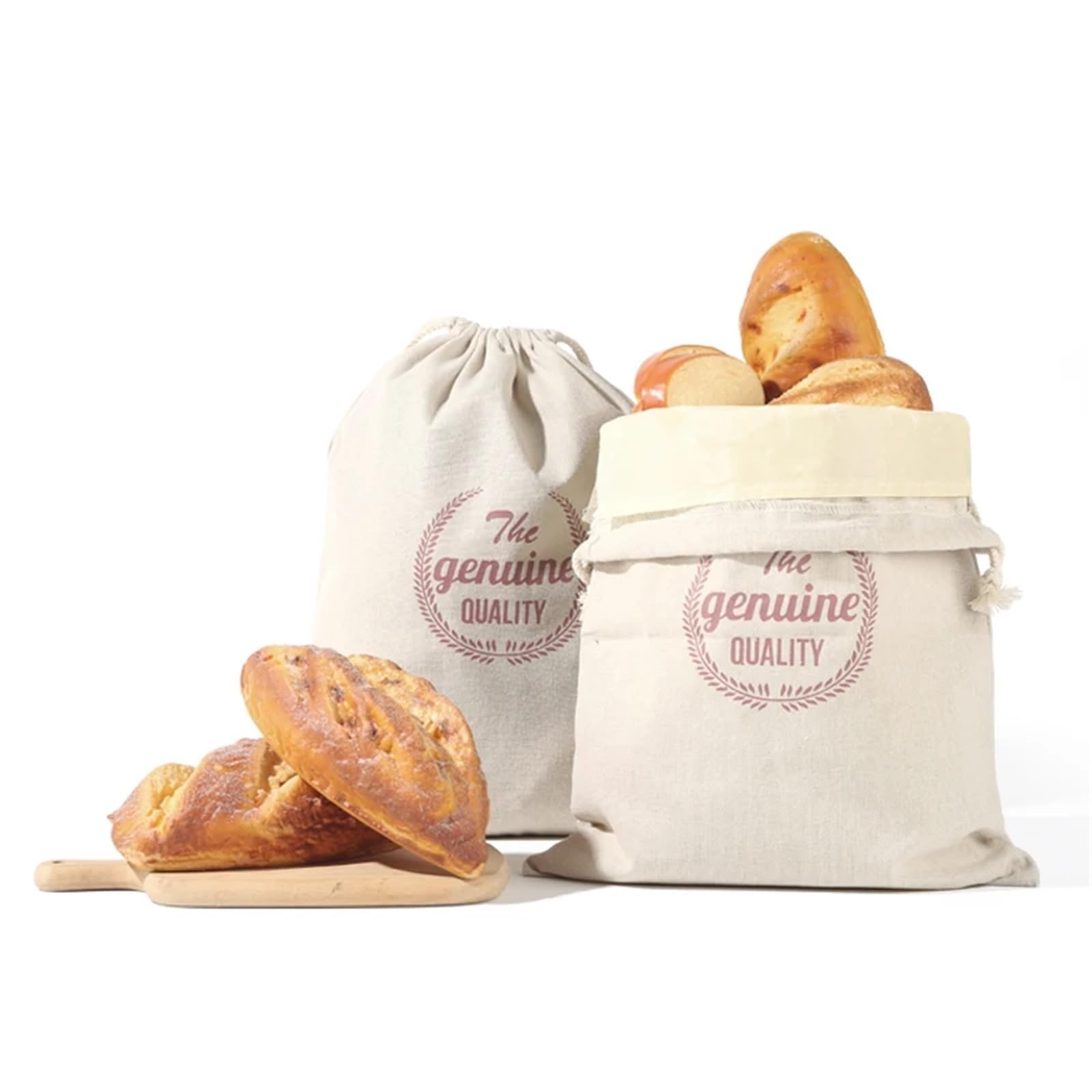 Brotbeutel, Brot-Aufbewahrungstasche aus Leinen, 2 Stück, Bienenwachs, mehrfarbig, Kordelzug, waschbar, herausnehmbares Futter(2pcs Linen Beeswax)