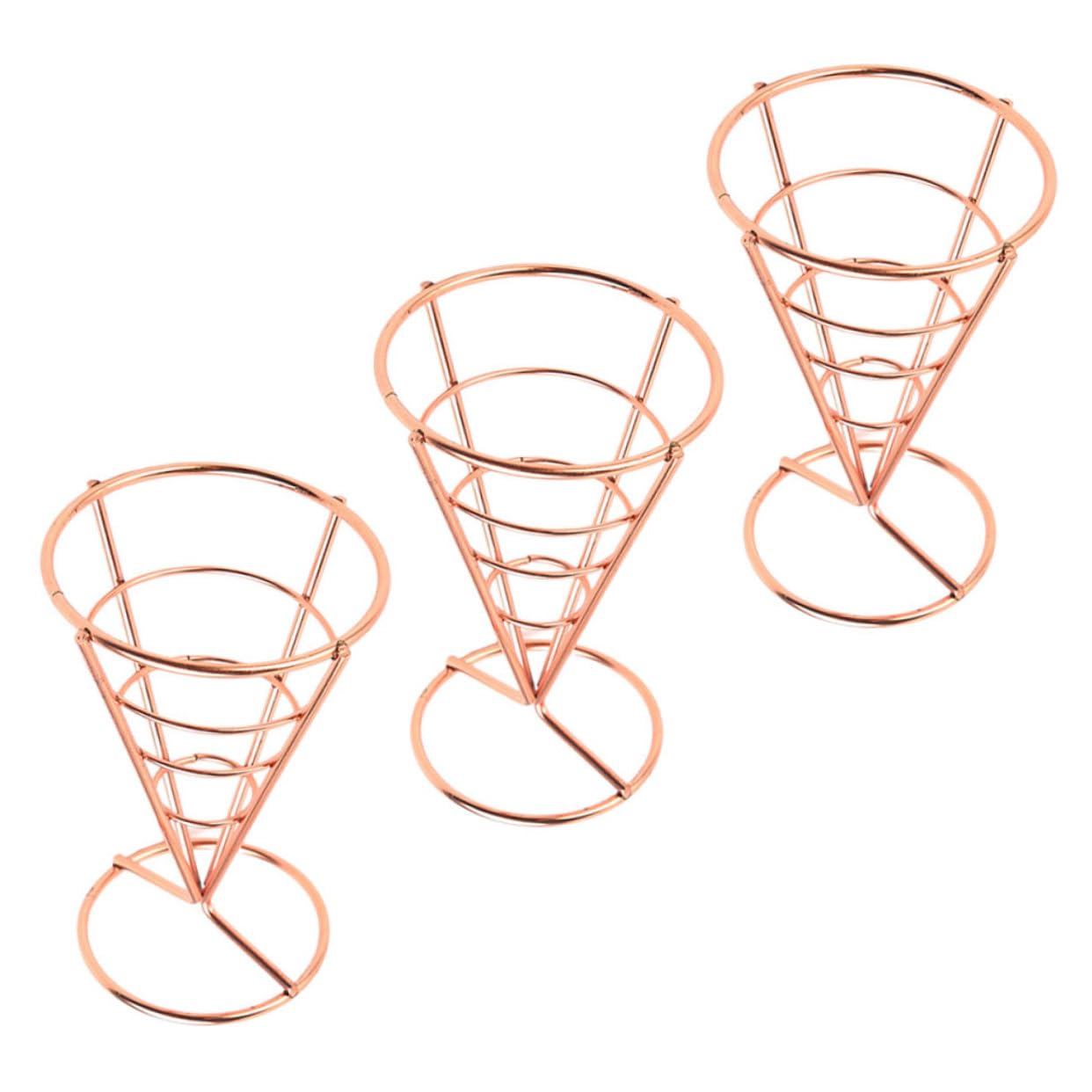 PRETYZOOM 3 Set Cono Porta Snack Casseruola con Coperchio Porta Patatine Fritte Porta Patatine Fritte Tazze Porta Antipasti Porta Salse in Acciaio Inox Dorato 3 Pezzi * 3