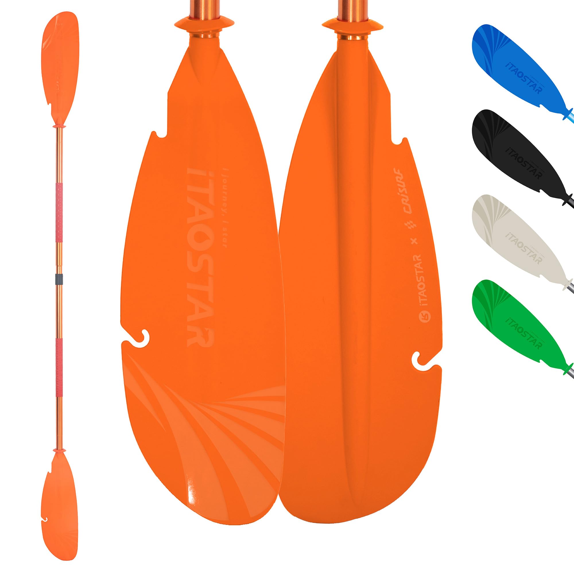 iTAOSTAR Adjustable Kayak Paddle, Aluminum Shaft and PP Blade, Floating Kayaking Oars with Anti-Freeze Grip &amp; Drip Rings, 2-Piece Lightweight Oar for Kayak Canoe Fishing – 225-235 cm (88.6-92.5 in)
