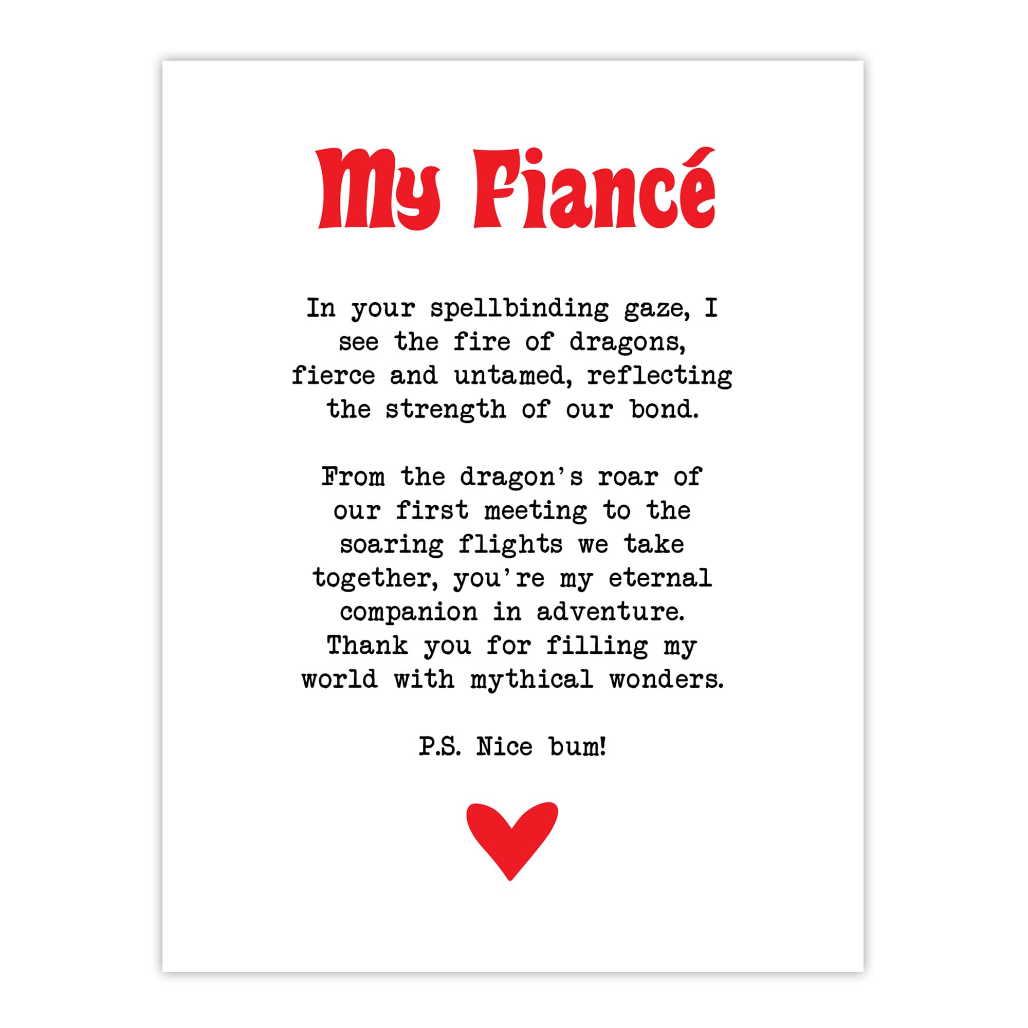 Artery8 Love Poem Role Play Game Nerd Fiancé Romantic Wall Art Print White 18" x 24"