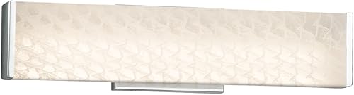 Fusión - Latitude - Lámpara de pared lineal LED de 19" - Pantalla de cristal artesanal en tejido - acabado cromado pulido