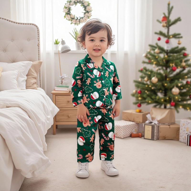 Baby Boy Girl Christmas Silk Pajamas Set Striped Candy Cane Long Sleeve Button Down Shirts and Pants Satin Pj Sets2