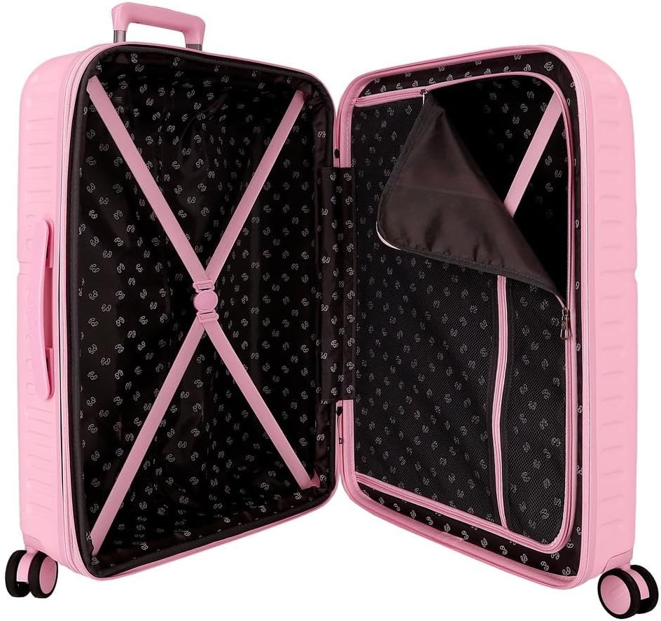 Pepe Jeans Highlight Medium Suitcase Pink 48 x 70 x 28 cm ABS Plastic Integrated TSA Lock 79L 3.22kg 4 Double Wheels Joumma Bags Pink Medium Suitcase