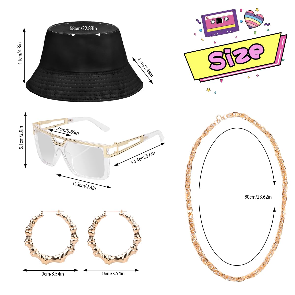 WILDPARTY 80s 90s Hip Hop Costume Outfit for Women Baseball Jersey Shirt Yoga Pants Bucket Hat Gold Chain Rapper Accessories 1990s 1980s Neon Clothes Retro Party WhitePink 2XL - Image 3