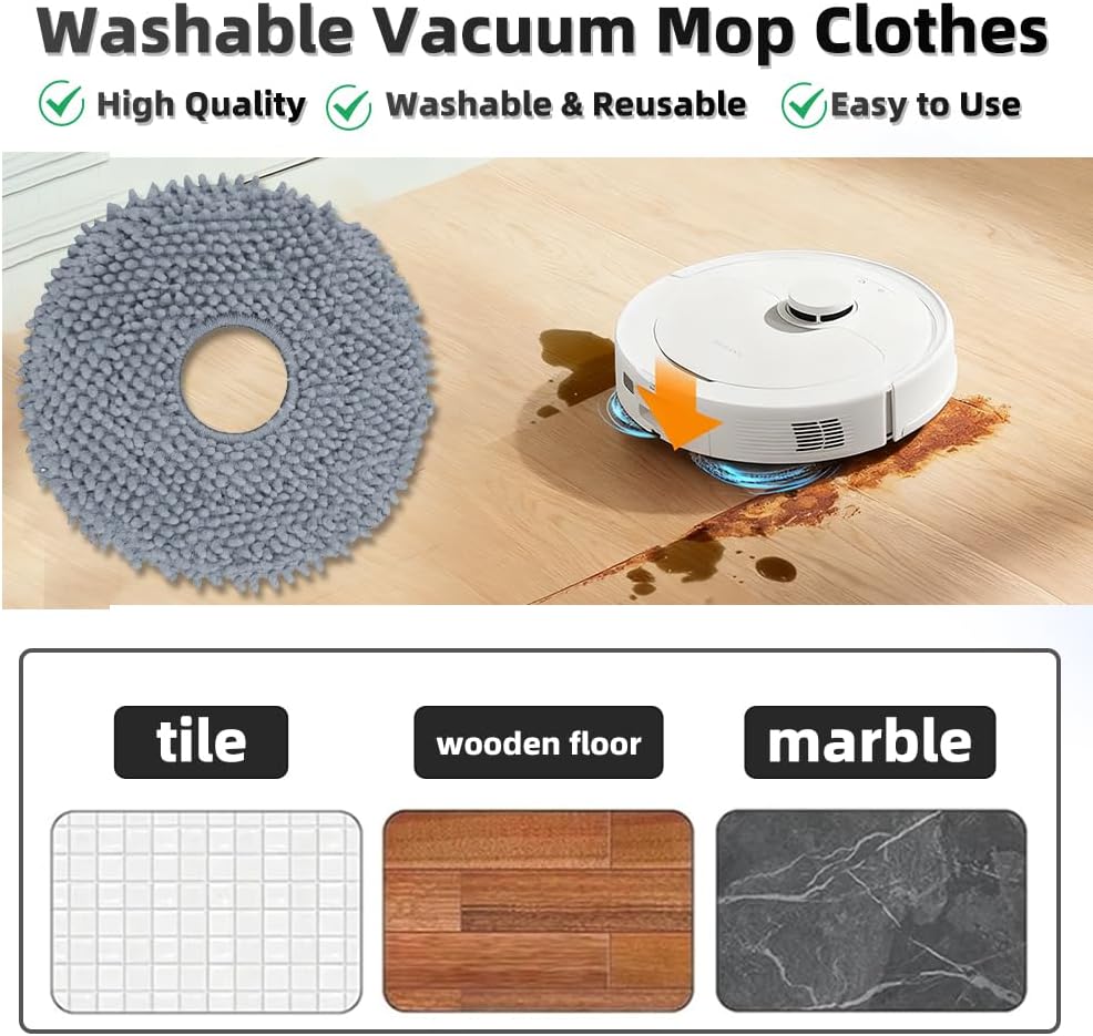 24Pcs Q Revo Accessories Kit Replacement Compatible with Roborock Q Revo Robot Vacuum, 2 Main Brush, 4 Mop Cloth Pads, 6 Side Brushes, 4 HEPA Filters,6 Dust Bag, 1 Cleaning Tool