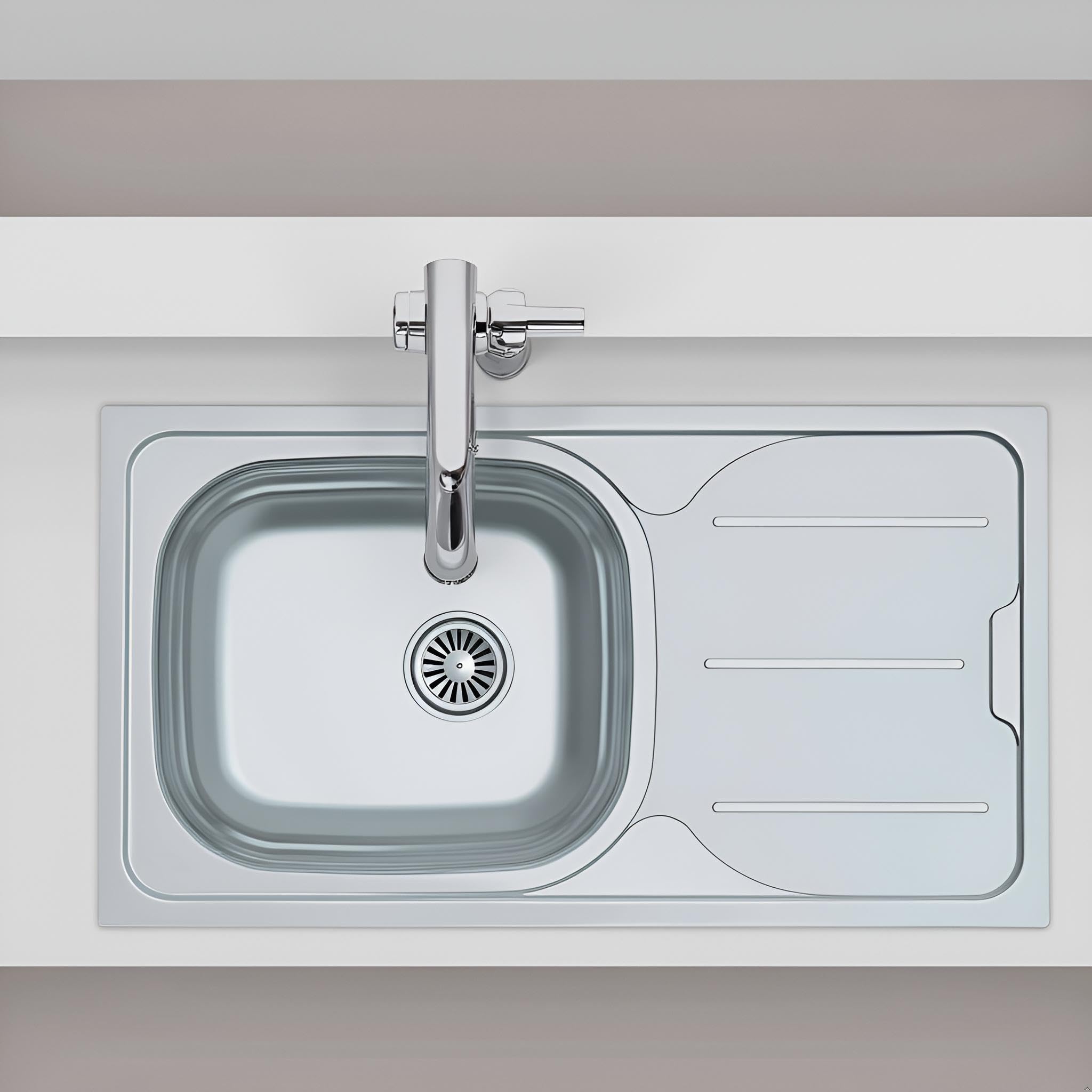 CATA Fregadero CDS-1 REV/A Cubeta Cuadrada Escurridor Reversible Instalación Mueble 45 CM Profundidad 15 CM Base Fonoabsorbente Acero Inoxidable Válvula Canasta Color Inoxidable