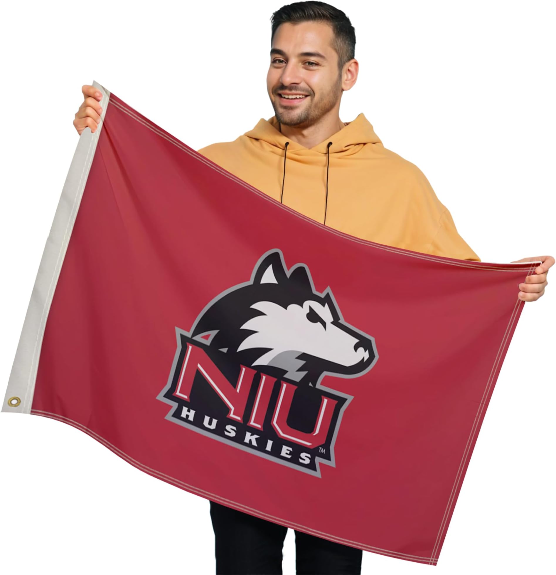 Northern Illinois Huskies College Sports Printed Flag - NCAA Licensed - Nylon - School Banner (Red, Black) (2' x 3')
