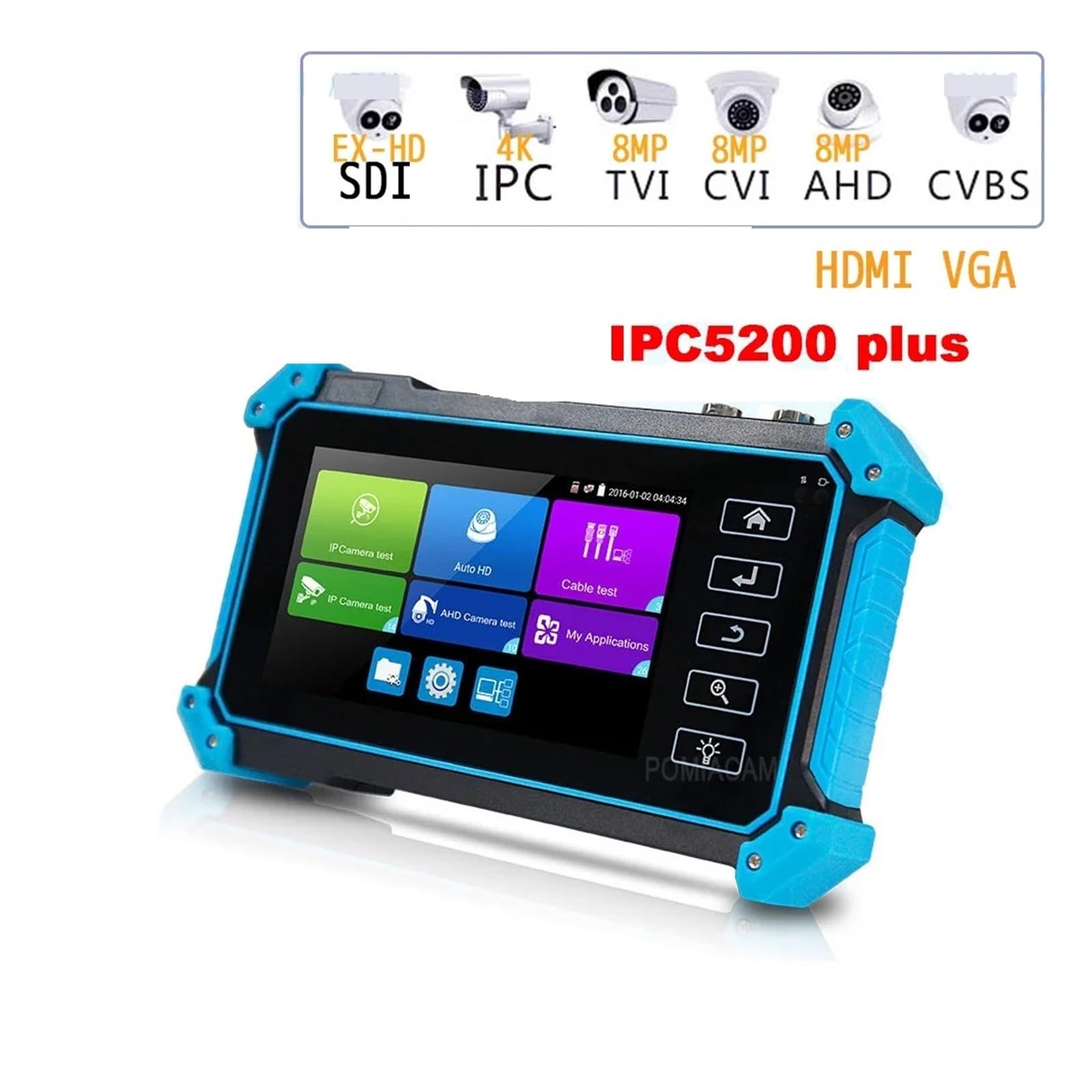 CCTV-Tester-Monitor IPC Kamera Tester Poe 8MP AHD TVI CVI SDI Kabel Tracer RJ45 TDR Test Schnelle CCTV Tool,Sicherheitstool(IPC5200)