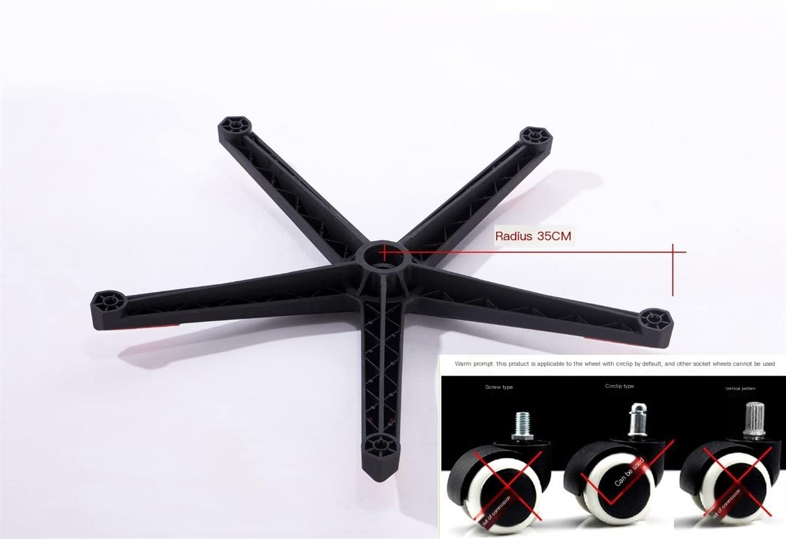 Base de repuesto de nailon para silla de juegos, patas negras sin ruedas