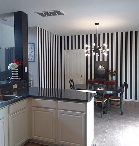 Miniatura 4 de REDODECO Papel tapiz a rayas blancas y negras, despegar para mesa, armario, armario, armario, puerta, armario, vinilo decorativo, 17.7 x 118 pulgadas