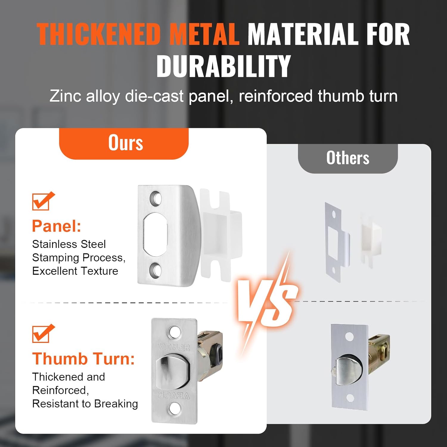 VEVOR Front Door Handle, Square Entry Handle Set with Lever, No Lock, Adjustable Hole Space, Zinc Alloy Die-Casting, Reversible for Right and Left Handed Entrance and Front Doors, Satin Nickel