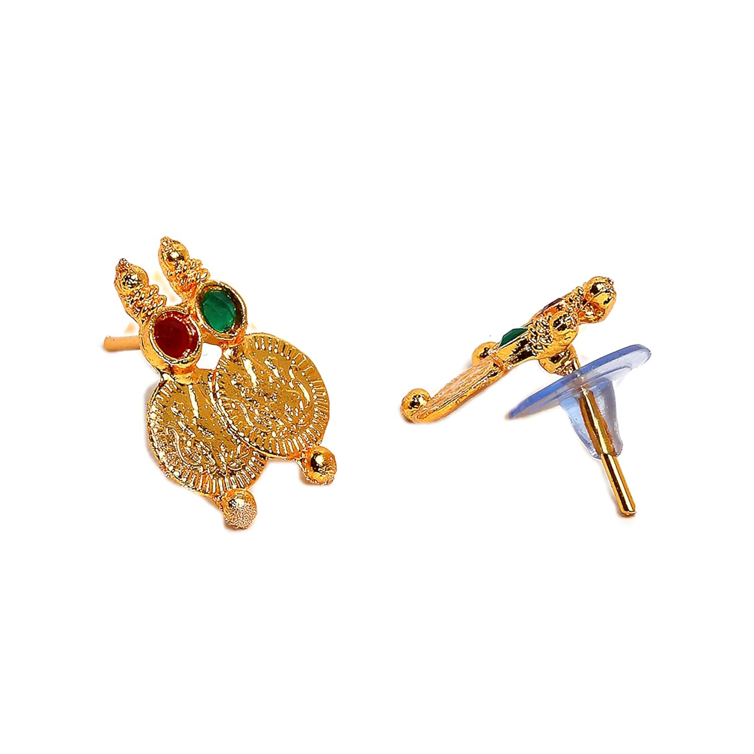 ZENEME Gold Plated Long Traditional Haram Necklace and Red Temple Coin Choker Necklace with Earring Jewellery Set For Women & Girls 5