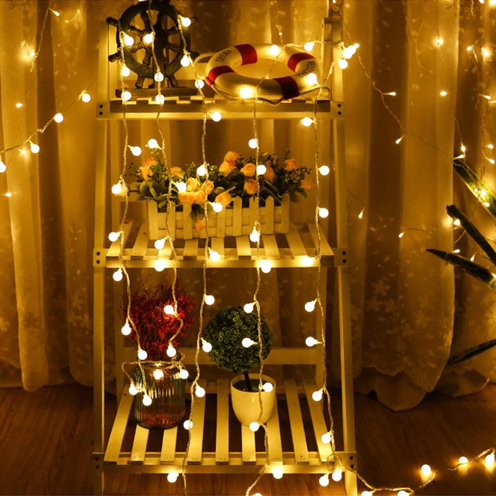 GHUSTAR Battery Operated LED Globe String Lights - 33Ft 100 LED Ball String Lights with Remote/Timer and 8 Modes, Indoor Outdoor Decorative Fairy String Lights for Bedroom, Patio, Christmas and More