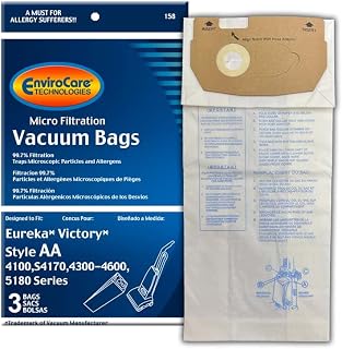 EnviroCare Replacement Micro Filtration Vacuum Cleaner Dust Bags Designed to Fit Eureka Style AA Victory and True HEPA Uprights. 3 pack