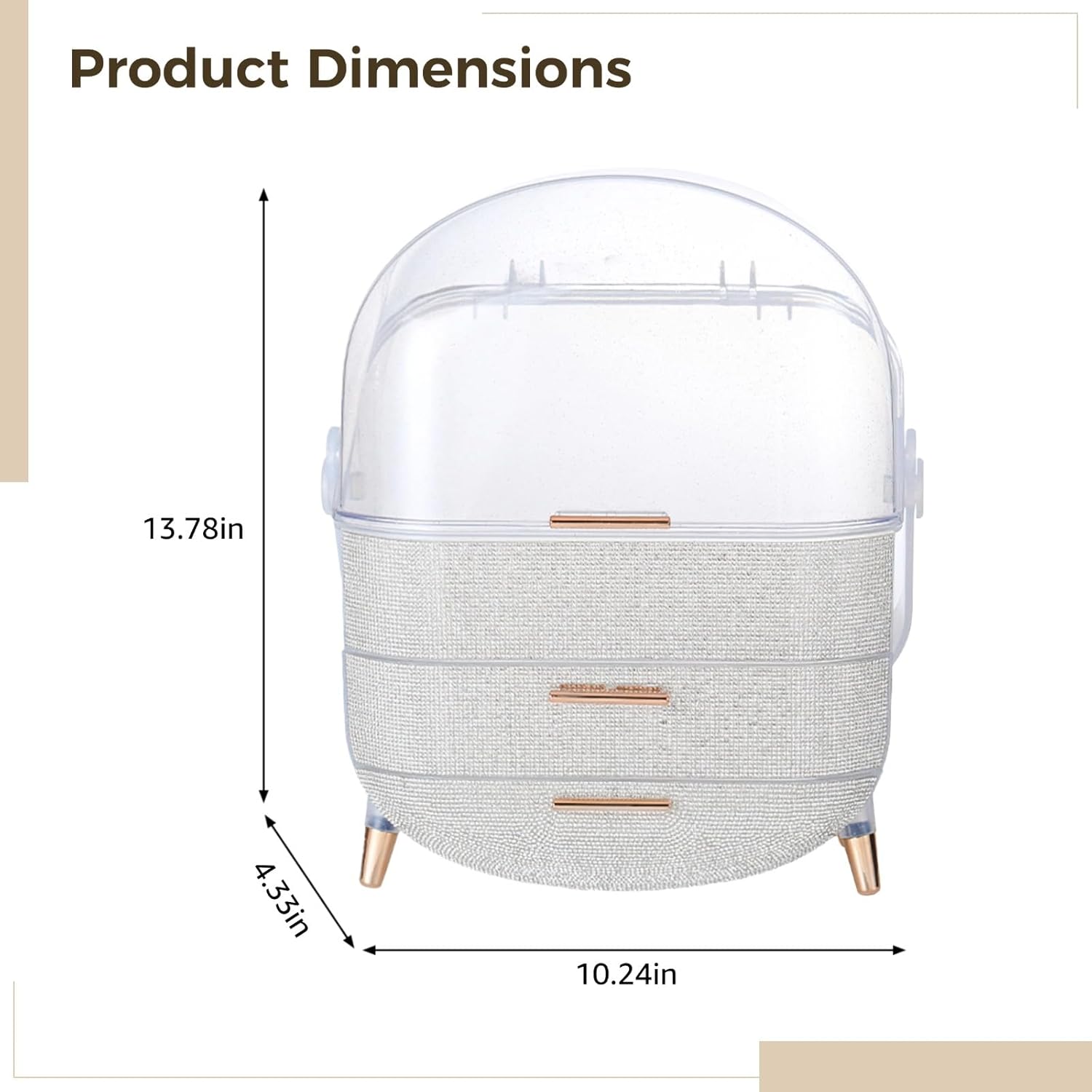 3-Tier Bling Makeup Organizer for Women, Comestic Storage Box, Makeup Organizer, Cosmetic Display Cases for Women Gift