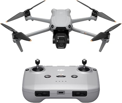 DJI Air 3S (RC-N3), dron con cámara 4K, dron con doble cámara con cámara gran angular con CMOS 1″, vídeo en 4K/60 fps HDR y 14 pasos de rango dinámico, 45 min de tiempo máximo de vuelo
