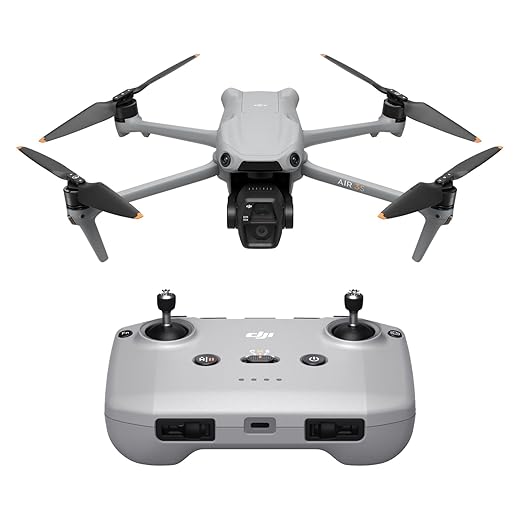DJI Air 3S (RC-N3), 4K camera drone, dual cam drone with 1'' CMOS wide-angle camera, 4K/60fps HDR video and 14 dynamic range stops, 45min max flight time, 20km transmission