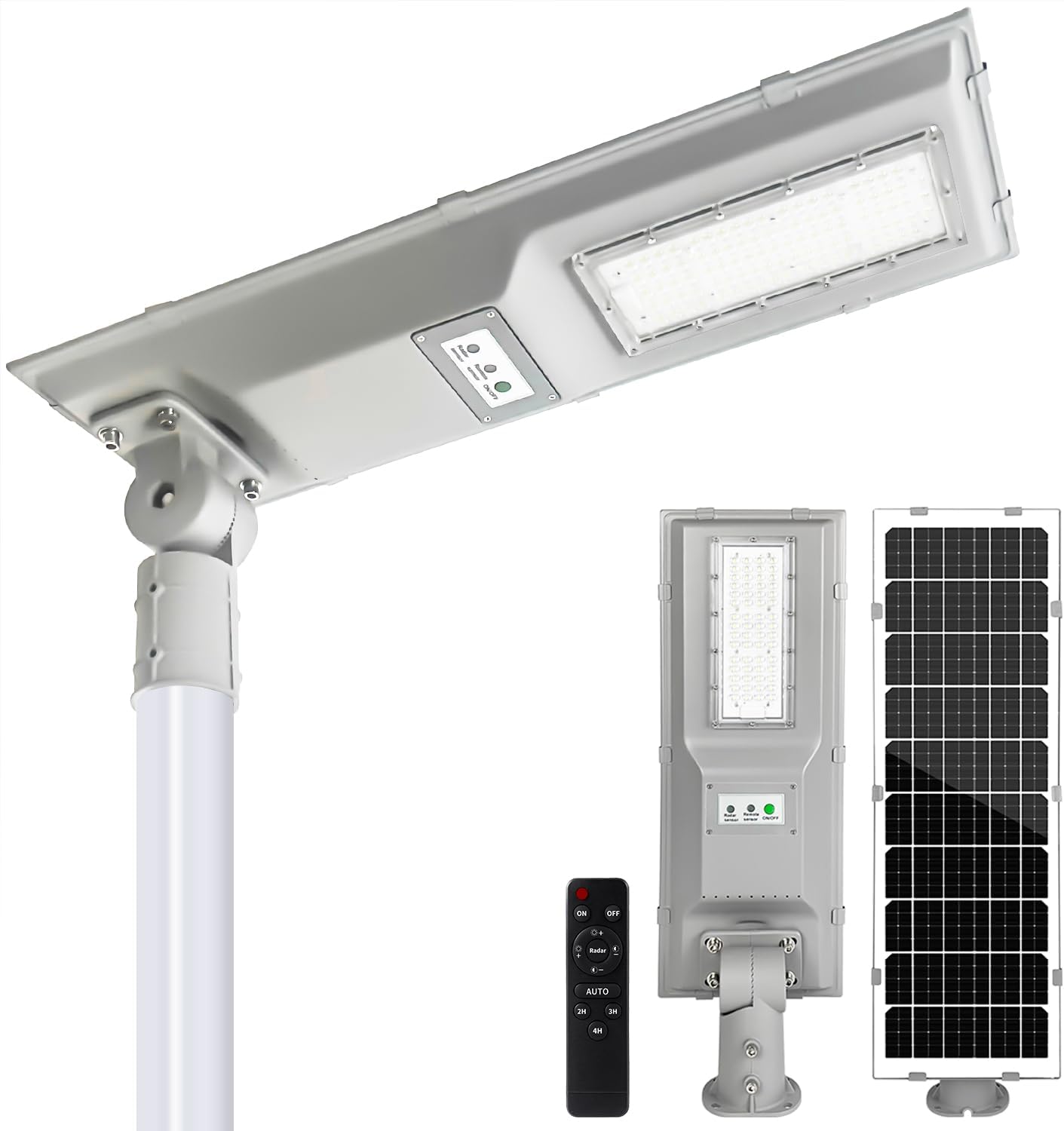 8000W 10200Lm Solar Street Lights Waterproof, Dusk to Dawn&Remote Control&LED Motion Sensor, Solar Flood Parking Lot Light, Commercial Area Lighting, for Parking Lot/Driveway/Wall Mounted/Exterior