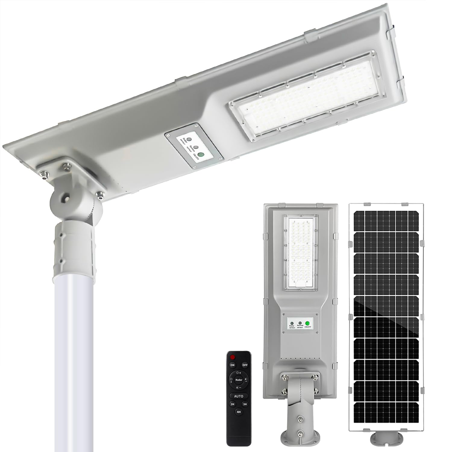 8000W 10200Lm Solar Street Lights Waterproof, Dusk to Dawn&Remote Control&LED Motion Sensor, Solar Flood Parking Lot Light, Commercial Area Lighting, for Parking Lot/Driveway/Wall Mounted/Exterior