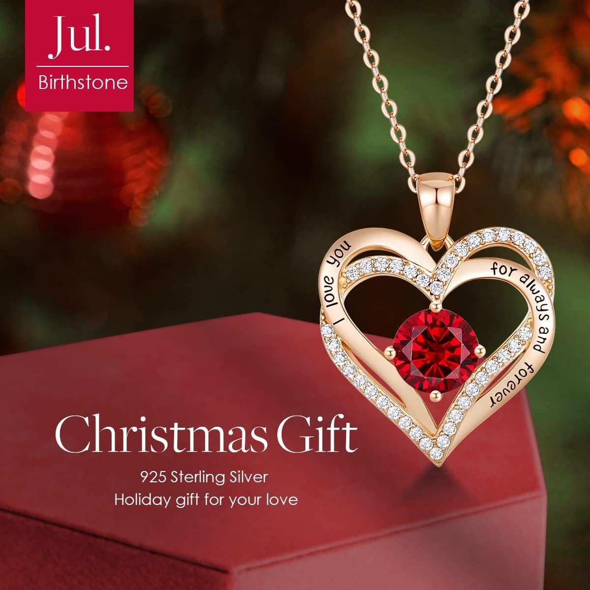 CDE Valentine's Day Gift Forever Love Heart Necklaces for Women, Wedding Anniversary, Birthday Mothers Christmas Day Gifts for Mom, Mother, Wife, S925 Silver Jewelry with Birthstone Pendant - Image 3