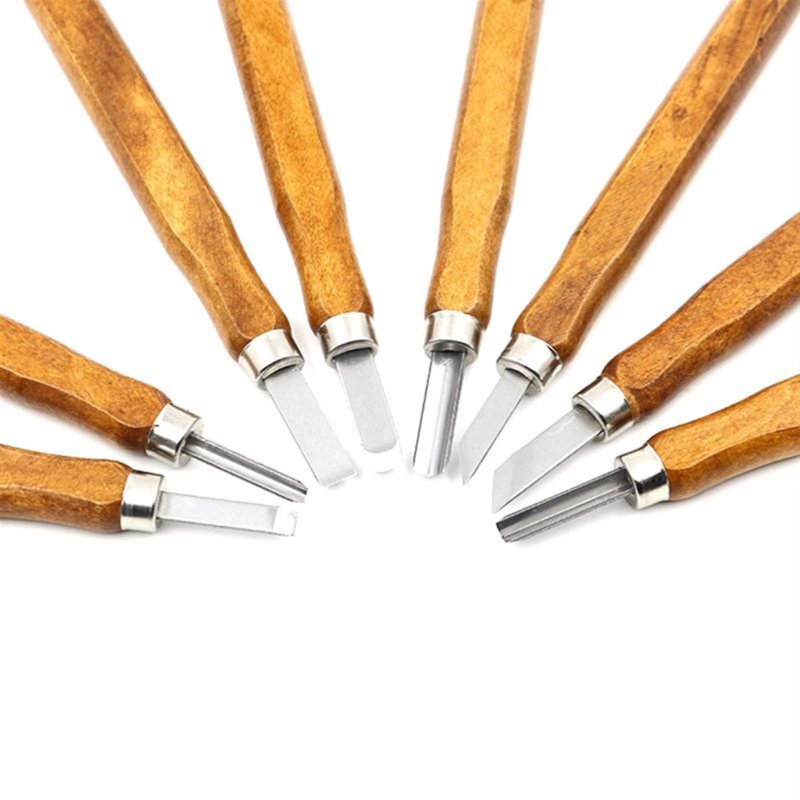 Cinceles para tallar Madera de 12 Piezas para Trabajos Sencillos de Corte de Madera, Herramientas de Bricolaje y Herramientas manuales detalladas/Sin Caja