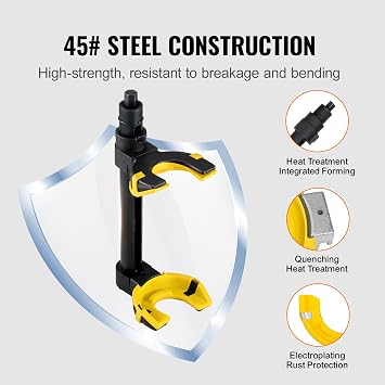 VEVOR Strut Spring Compressor Set, Macpherson Strut Spring Compressor Kit, Interchangeable Fork Strut Coil Extractor Remover Tool, with Yellow Protective Sleeve and Carrying Case