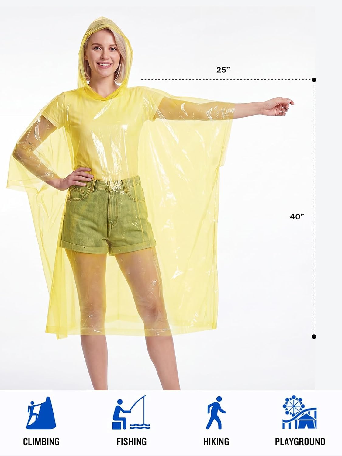 SaphiRose Disposable Adult Rain Ponchos Clear Emergency Raincoat