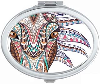 Mosaic Style Colorful Horse Design Mirror Portable Fold Hand Makeup Double Side Glasses