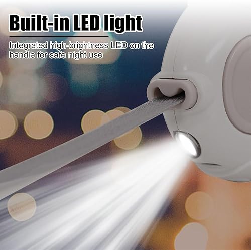 Miniatura 2 de Retractable Dog Lead, Adjustable Automatic Extending Leash with Built-in LED Light & Removable Wrist Strap for Small Medium Cats Dogs Walking