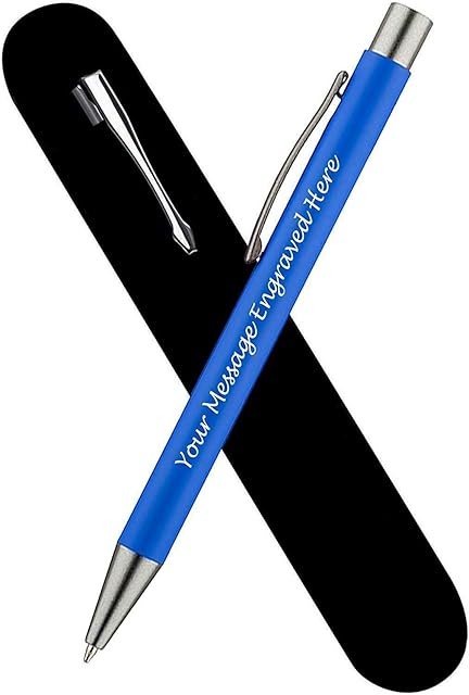 Paul Clover Personalised Engraved Aluminium Ballpoint Pen with Graphite Finish in a Velvet Pouch, Black Ink - Personalised Gifts for Anniversary or Any Gift Idea - Enter Your Custom Text (Blue)
