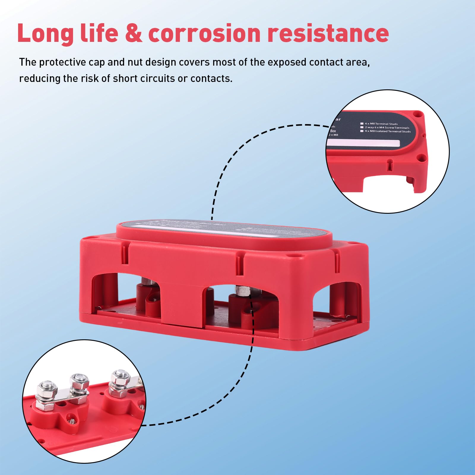 AULESSE 300A Bloc De Distribution D'alimentation Avec Fusibles 12V-48V DC BusBar Barres De Distribution D'énergie Avec 4 X M8 Boulons De Borne Pour Voitures Camion RV Bateaux Yachts 2 Pièces