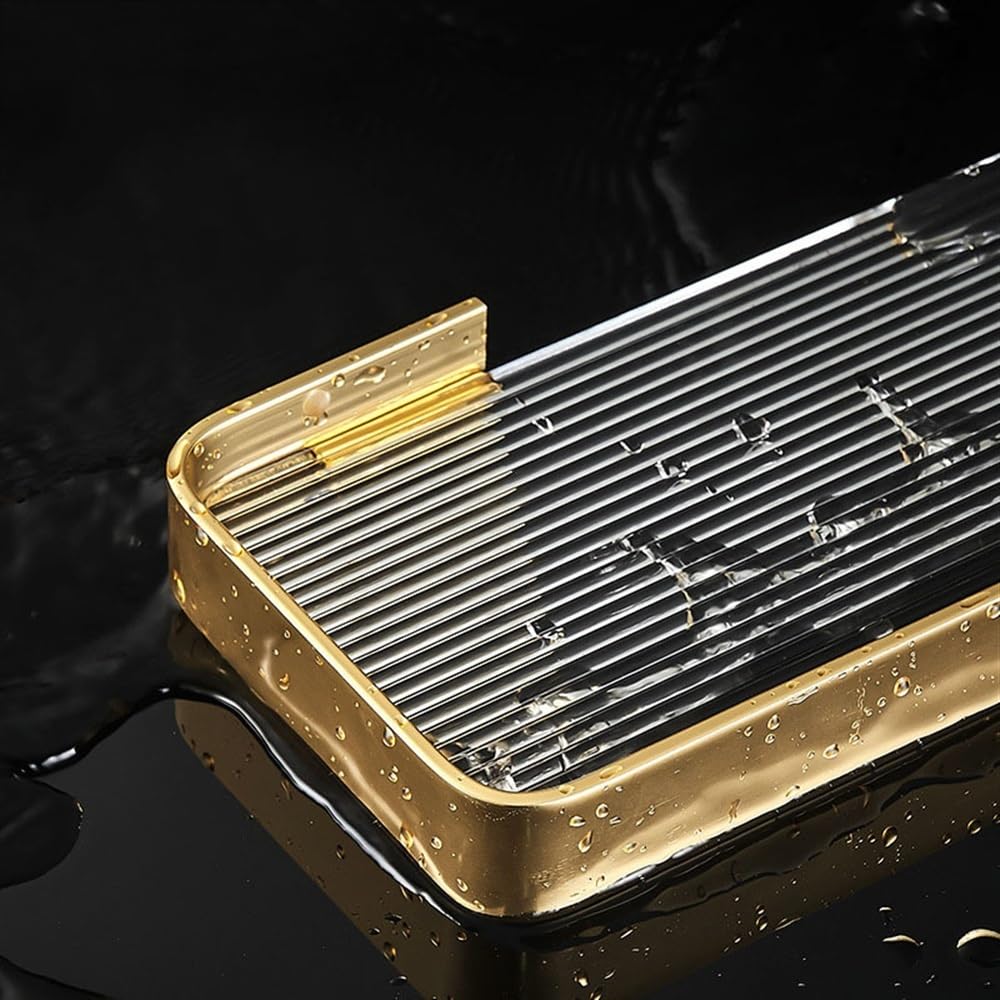 Duschablage zum Hängen Duschablage aus gebürstetem Gold, Badezimmerregale aus Aluminium zur Wandmontage, schwebende dekorative Lagerregale ohne Bohren for Badezimmer, Küche, Wohnzimmer Duschregal(30cm
