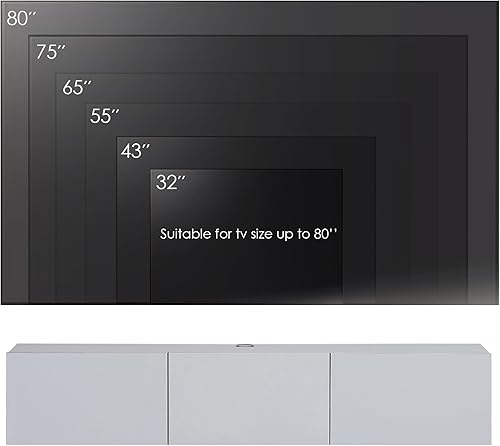 Miniatura 18 de Atelier Mobili - Soporte de TV flotante negro de 65 pulgadas, centro de entretenimiento flotante para TV de 80 pulgadas, gabinete de TV negro, Negro