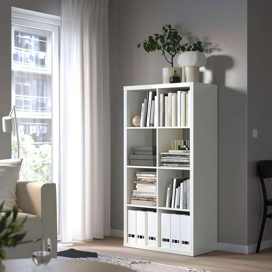 ZRIZAURA KALLAX 8 Cube Shelving Unit, 77x147 cm – Standing or Lying Modular Storage Solution for Home, Living Room, Office & Craft Spaces – Cube Shelf for Baskets & Organising (High-gloss white)