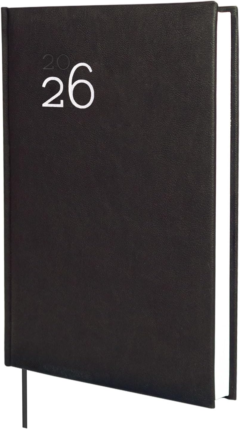 Finocam - 2026 Day to Page Calendar January - December (12 months) Year Planner 2026 Hardback Hardback Padded Milano Black Catalan