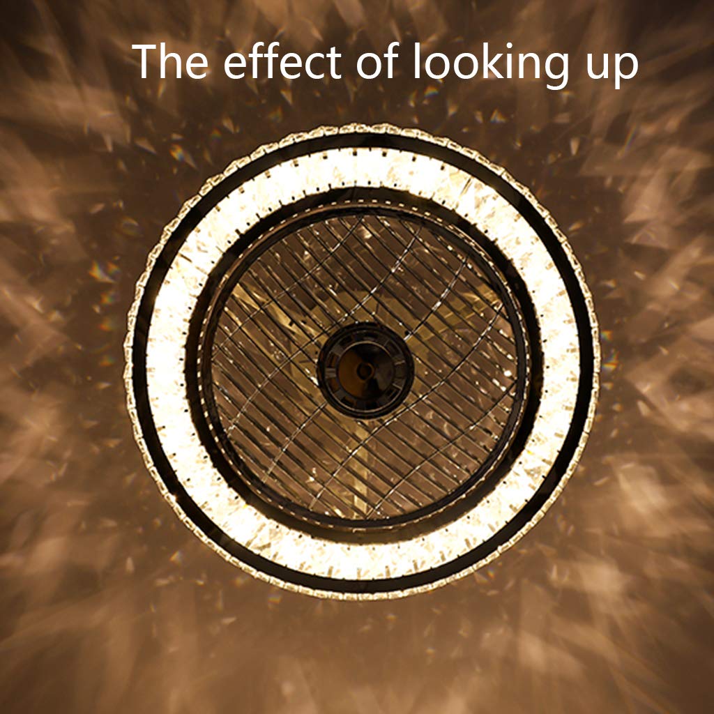 Nowoczesny wentylator sufitowy LED z kryształowym oświetleniem, pilot zdalnego sterowania, cicha praca, możliwość ściemniania, technologia jonowa ujemna, idealna do oświetlenia sypialni, sal