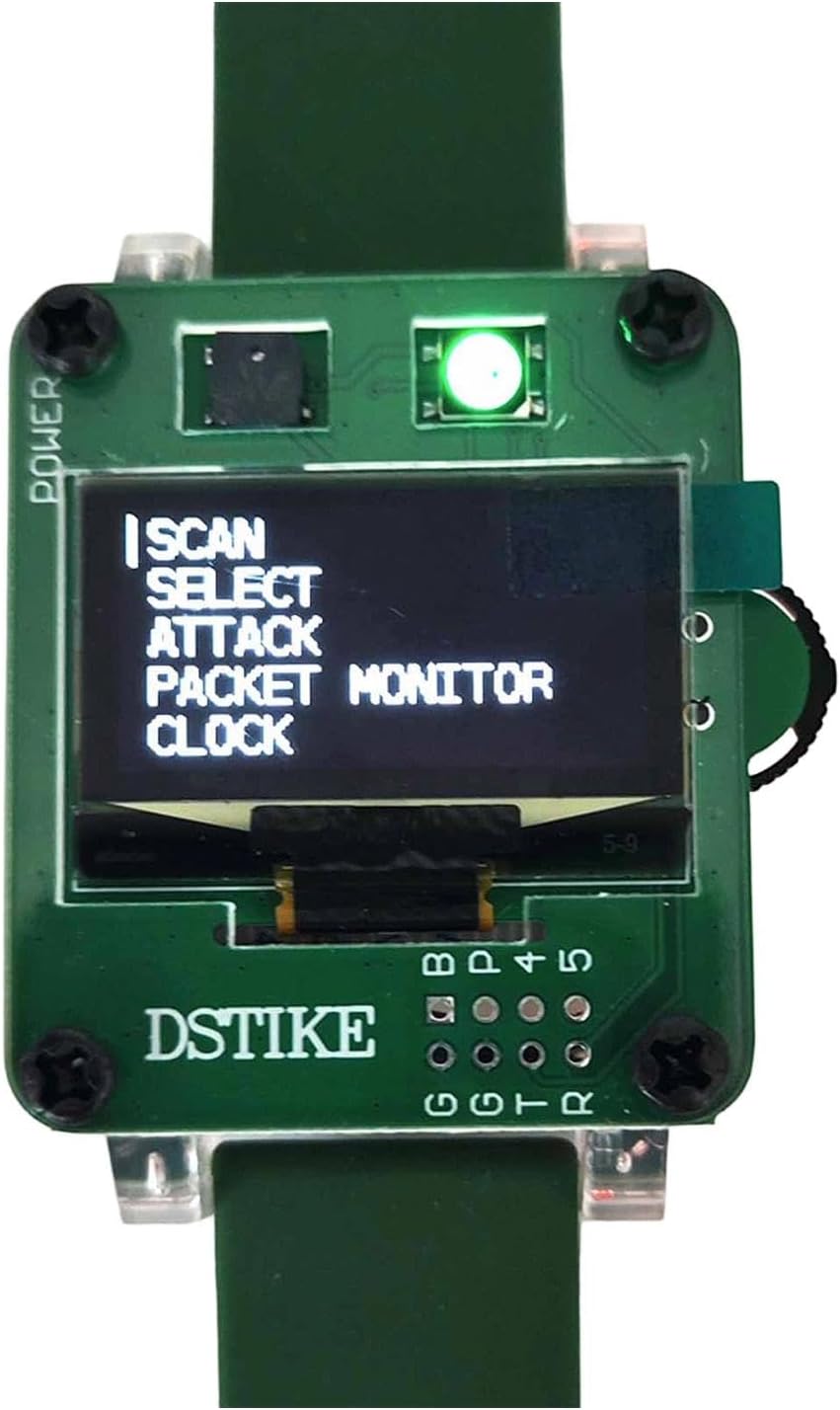 Deauther Smartwatch Development Board, Wearable Watch with LED Display, Wristwatch Test Networks for Beginners And Professionals, Green