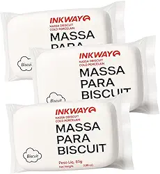 Kit 3 Massas Para Biscuit 255 Gramas Branco Para Artesanato