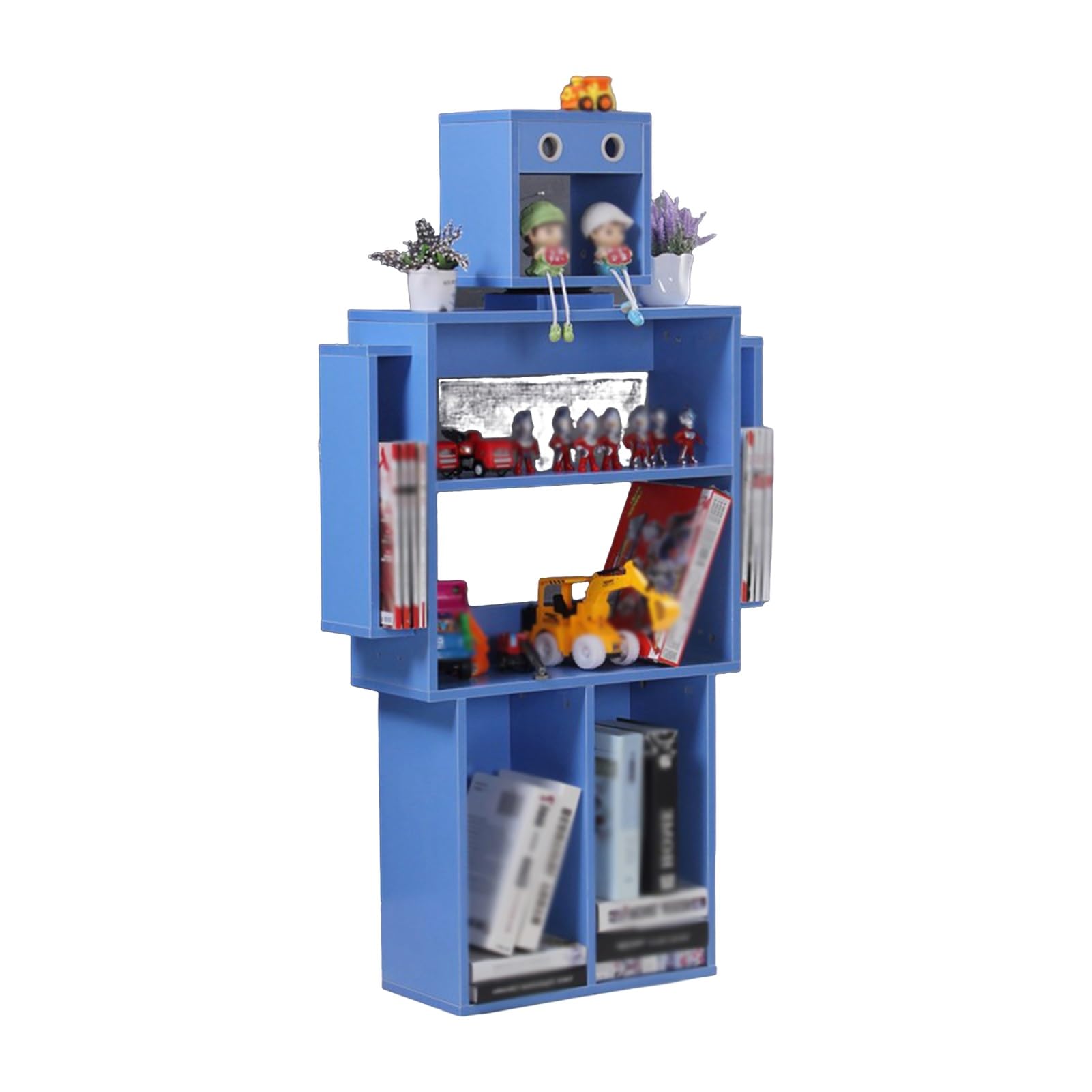 Kreatywna Półka Na Książki, Dziecięce Półki Podłogowe, Drewniany Organizer Na Zabawki, Do Salonu, Sypialni, Biura, Nośność 150 Kg(Blue)