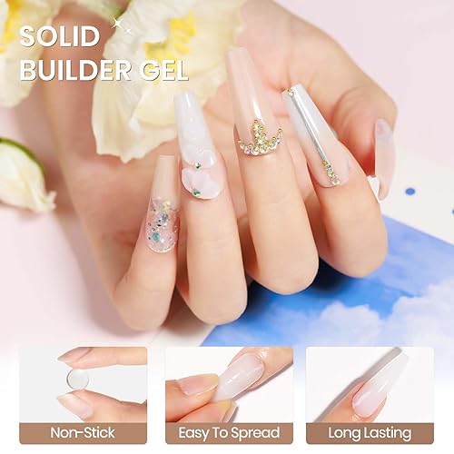 Miniatura 8 de Gel de escultura para arte de uñas 3D Gel de arte de uñas, 3 colores, geles constructores sólidos con lámpara UV y polvo de cromo para el hogar,