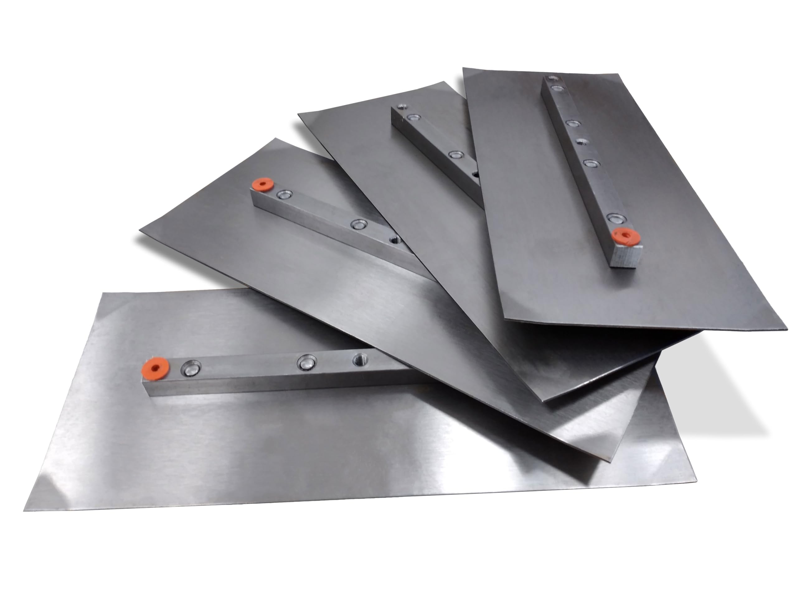 Set di Pale per Lisciatrice Elicottero da Ø900 mm | 4 Pezzi | 35,5x15 cm | Filettatura M8 | Spessore 1,6 mm | Distanza tra viti 12 cm | in Acciaio | Pezzo di Ricambio